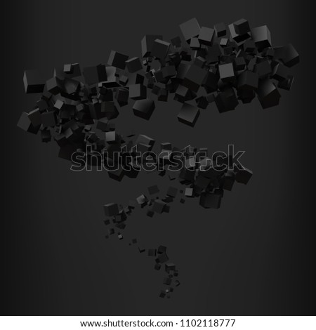 elegant black cubes in motion. 3d style vector illustration.