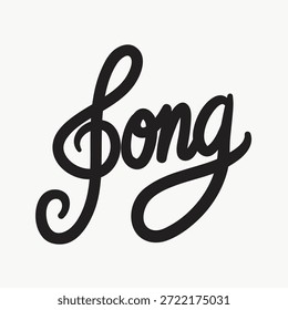 Elegante tipografia cursiva preta da palavra "canção" com uma clave aguda. Design de texto estiloso e artístico. Perfeito para projetos de música temática e projetos criativos. Vetor de design de palavras.