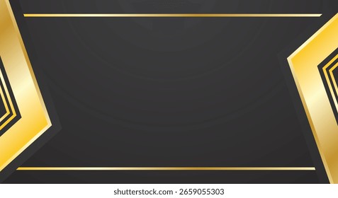 Elegante fondo negro oscuro una combinación con la decoración de línea dorada. El diseño de Vector de concepto premium de lujo puede usar certificado de elemento, tarjeta, invitación, tarjeta de visita