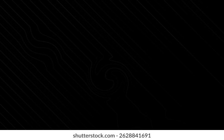 Elegant black diagonal lines with subtle spiral, creating a sophisticated and modern abstract background for design projects and digital art that evokes mystery and depth