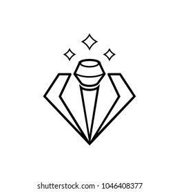 elegant black diamond microphone line icon design vector illustration