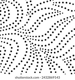 Elegant Black Dotted Leaf Pattern.