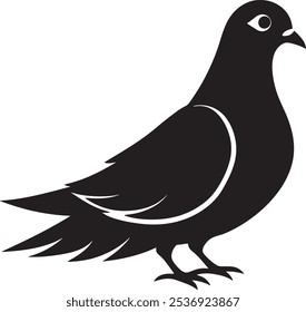 Elegant Black Dove Bird Silhouette Vector Design - Symbol of Peace and Freedom