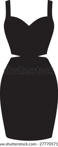 Elegant black dress featuring a deep V-neckline and side cutouts, perfect for formal or evening wear.