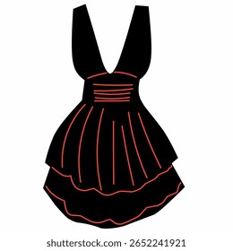 An elegant black dress with red details. Perfect for fashion, boutique, clothing design, or feminine product visuals.