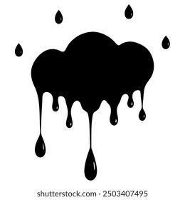 Elegant black drooping ink silhouette vector illustration, perfect for adding a touch of artistic flair to your designs. Ideal for projects needing a unique and striking black ink effect