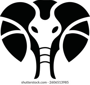 Elegant black elephant head silhouette. Perfect for branding, wildlife, and modern design. Elephant Silhouette Vector Art Illustration, Elephant Logo
