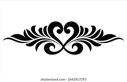 Elegant black floral heart design element