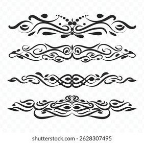 Elegant black floral ornaments and decorative borders of collection