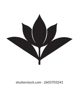 Elegant Black Floral Silhouette Vector, Decorative Flower Design for Art.