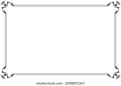 Elegant Black Flourish Border Frame for Certificate or Diploma. 1204