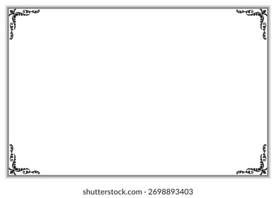 Quadro de borda floresce preto elegante para certificado ou menu. 1220
