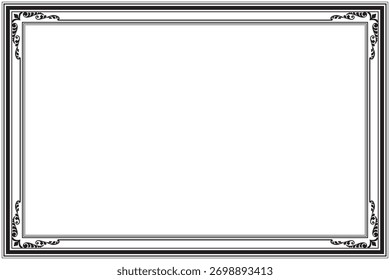 Quadro de borda floresce preto elegante para certificado ou menu. 1222