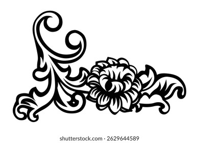 Elegant Black Flourish Ornament with Scrollwork and Decorative Elements
