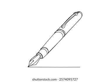 Elegant black fountain pen , line drawing style,vector  illustration