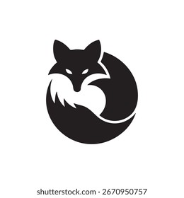 Design elegante logotipo da raposa negra em estilo de silhueta vetor minimalista, perfeito para branding, ilustrações da vida selvagem, arte de tatuagem e projetos de design gráfico moderno.
