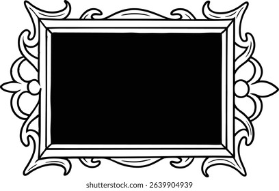 Elegant black framed ornate vector illustration for classic invitation or design element use.