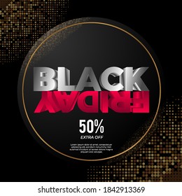 elegant black friday gold color halftone background 50% offer big sale special sale mega sale year end promo social media