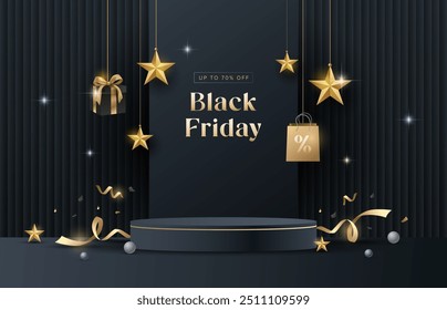 Elegant Black Friday sale background layout design. Social media web banner for sale promotion. Vector illustration.