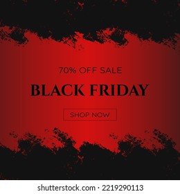 Elegant black friday sale post for social media.Gradient black and red vector illustration for online promotion.