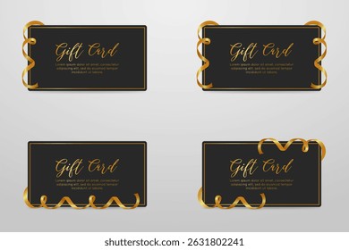 Elegant Black Gift Card with Curly Gold Ribbon – Luxury Voucher Design