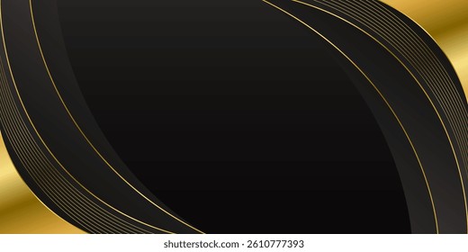 Elegant black and gold abstract curve background. Modern luxury design. Suitable for Invitations, awards, templates, banners, covers, posters, presentations, web and pages