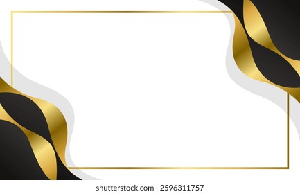 Elegant Black and Gold Abstract Wave Background. Modern border and frame design. Suitable for Invitations, certificates, awards, templates, banners, posters, cards, and more