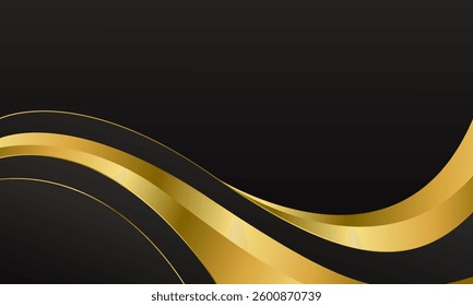 Elegant Black and Gold Abstract Wave Background. Modern luxury design. Suitable for Invitations, awards, templates, banners, covers, posters, presentations, websites, and pages