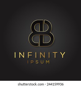 Elegant black and gold alphabet double B letter logo. Vector illustration.
