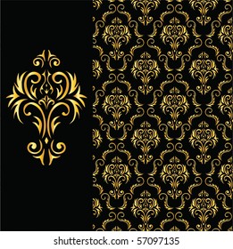 elegant black and gold background from a floral ornament