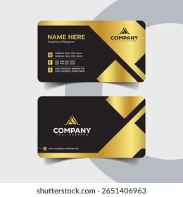 Elegant Black and Gold Business Card Design with Modern Triangle Motif