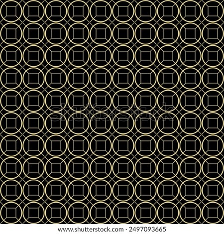 Elegant Black and Gold Geometric Pattern with Interlocking Circles