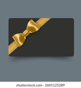 Elegant black and gold gift voucher with ribbon and bow