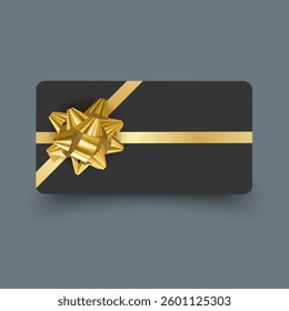 Elegant black and gold gift voucher with ribbon and bow