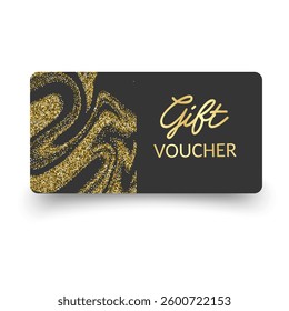 Elegant Black and Gold Glitter Gift Voucher Card Template