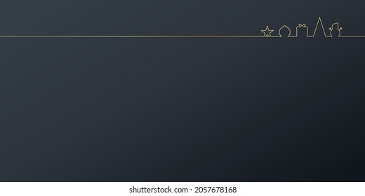 Elegant black and gold greeting card background. Happy Holidays cards with New Year tree, gifts, snowflakes frames and backgrounds design. Modern universal artistic templates. Vector illustration