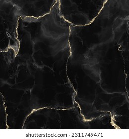 Elegant black and gold marble effect background with gold glitter elements