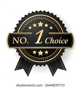 Elegante distintivo "No.1 Choice" preto e dourado para promoção de produtos premium, endosso de qualidade confiável ou serviços de alta qualidade.