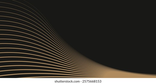 Elegant black and gold ribbons overlaid on a dark background decorated with glitter and bokeh. Modern