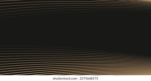 Elegant black and gold ribbons overlaid on a dark background decorated with glitter and bokeh. Modern