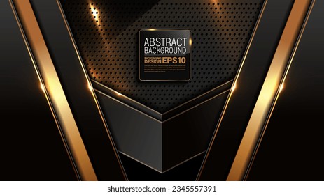 Elegant Black and Gold Technology Background with Metal Dots Luxury Abstract Image for Website Templates, Flyers, and Banners, Dynamic Shimmering Golden Light