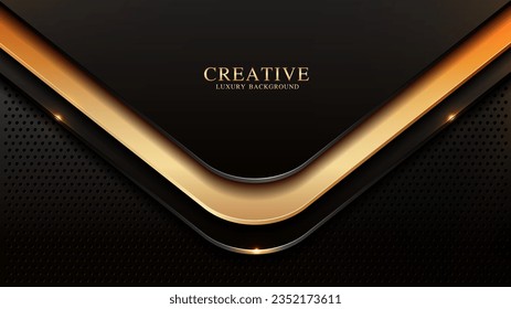 Elegante fondo de tecnología de color negro y oro con puntos metálicos de lujo imagen abstracta para plantillas de sitios web, volantes y carteles, luz dorada dinámica y brillante