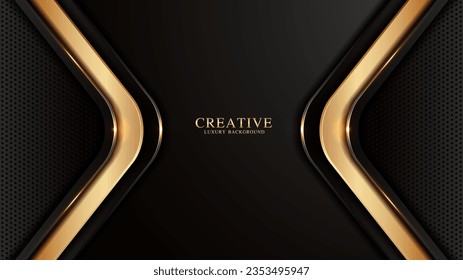 Elegant Black and Gold Technology Background with Metal Dots Luxury Abstract Image for Website Templates, Flyers, and Banners, Dynamic Shimmering Golden Light
