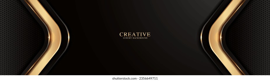 Elegant Black and Gold Technology Background with Metal Dots Luxury Abstract Image for Website Templates, Flyers, and Banners, Dynamic Shimmering Golden Light