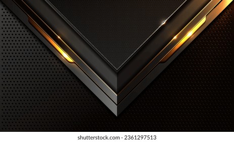 Elegant Black and Gold Technology Background with Metal Dots, Luxury Abstract Digital Design for Apps, Game Websites, and Banners, Dynamic Shimmering Golden Light