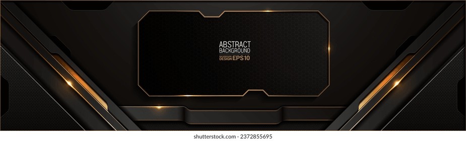 Elegant Black and Gold Technology Background, Luxury Abstract Digital Design for Apps, Game Websites, and Banners, Dynamic Shimmering Golden Light