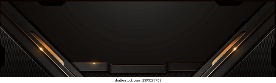 Elegant Black and Gold Technology Background, Luxury Abstract Digital Design for Apps, Game Websites, and Banners, Dynamic Shimmering Golden Light