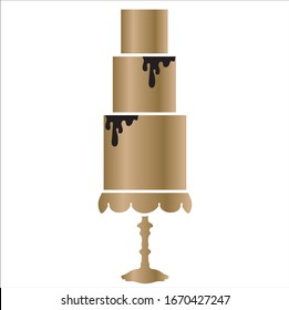 Elegant black gold wedding cake vector