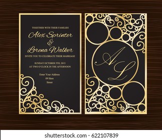 Elegant Black Gold Wedding Invitation