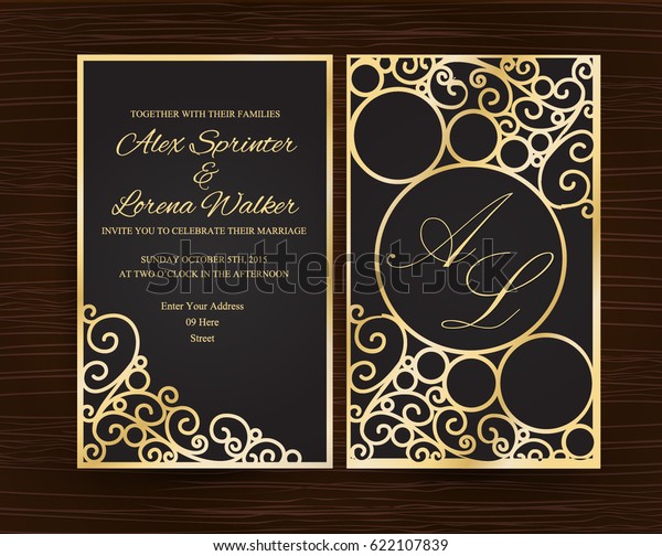 Elegant Black Gold Wedding\
Invitation